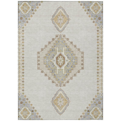 HomeRoots 8' X 10' Ivory Oriental Washable Indoor Outdoor Area Rug
