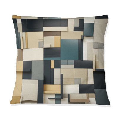 Coussin décoratif taupe à motif géométrique Harmony I