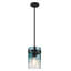 Luminaire suspendu pour îlot de cuisine 1 lumière Levona, verre d'eau bleu dégradé soufflé à la main, réglable en hauteur-613973668-621160028