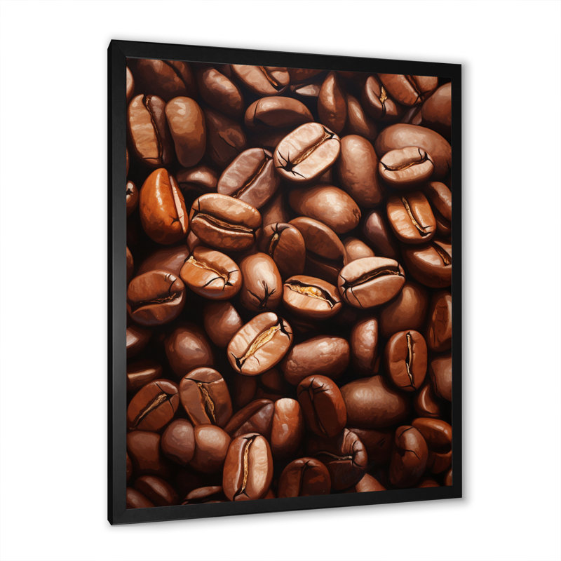 Aliments rôtis, grains de café iv encadré sur toile, H 32 po x l 24 po x P 1 po, Cadre photo noir