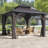 Aluminum Patio Gazebo - Galvanized Steel Hardtop Gazebo with Curtains & Netting-108467017