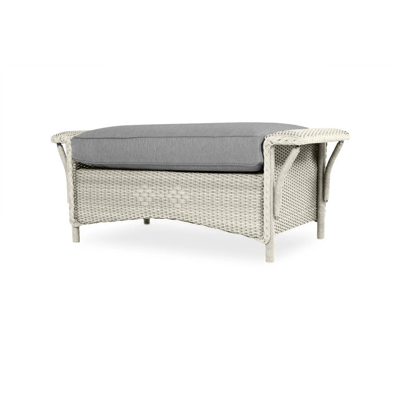 Nantucket Outdoor Ottoman, Flagship Lapis Sunbrella®, Linen