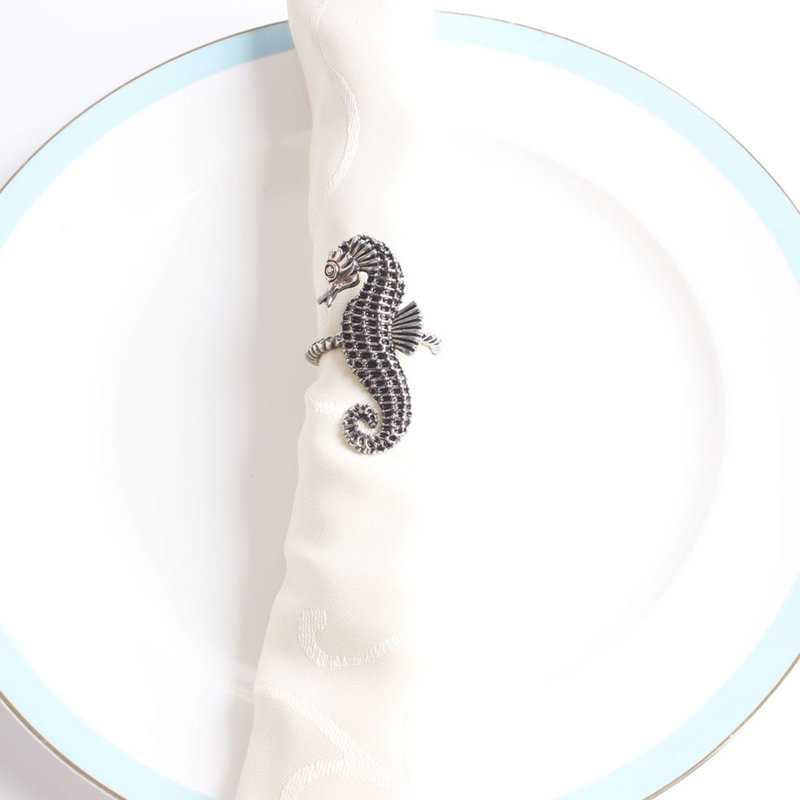 Rond de serviette en métal Silver Coastal Sea Creatures