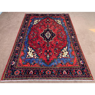 Tapis rétro, grand tapis rouge de 6,11 pi x 10 pi, tapis en laine fait à la main afghane, tapis géométrique, tapis tribal, tapis oriental à poils doux, salon, chambre à coucher.