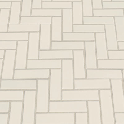 Linen Herringbone 11 in. x 13 in. Glossy Porcelain Mosaic Wall Tile
