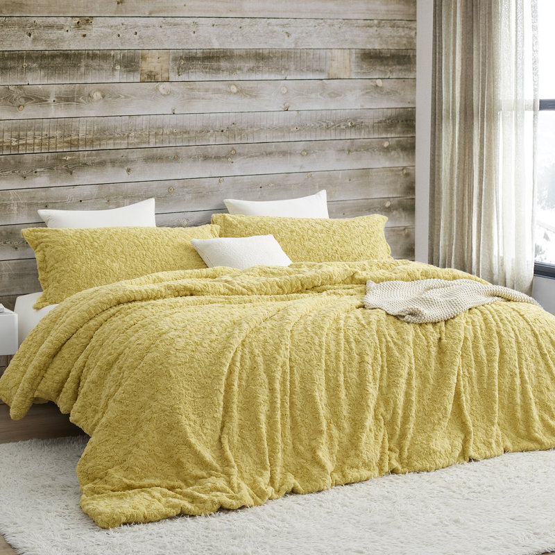 Small Parcel Coma Inducer Obsessed Oversized Comforter Set, King Comforter + 2 King Shams, Turmeric Yellow