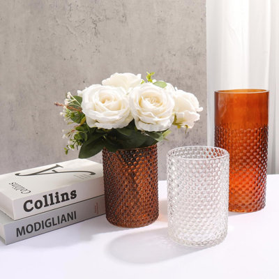 Clear Glass Vase, 4" Thick Cylinder