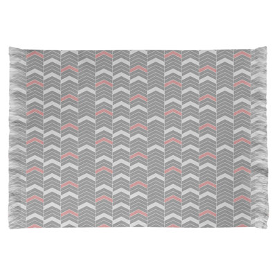 Tapis gris/rose à chevrons lineed