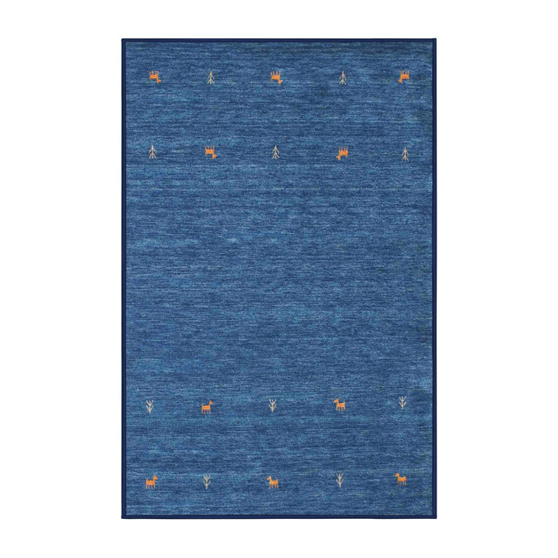 Tapis de zone bleu contemporain Bridgit, Rectangle 2 pi x 3 pi
