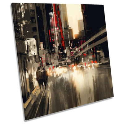 Z0092 City Life Modern Abstract Red - Wrapped Canvas Print