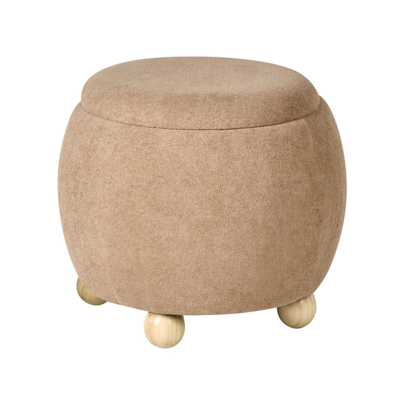 40cm Wide Round Solid Colour Pouffe Ottoman with Storage, Brown
