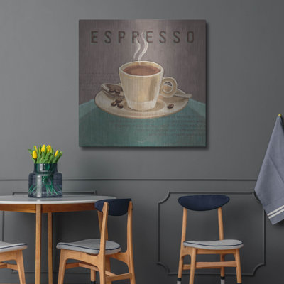 Art mural en métal Winston Porter «Coffee And Co 3 Teal and Gray» par Janelle Penner