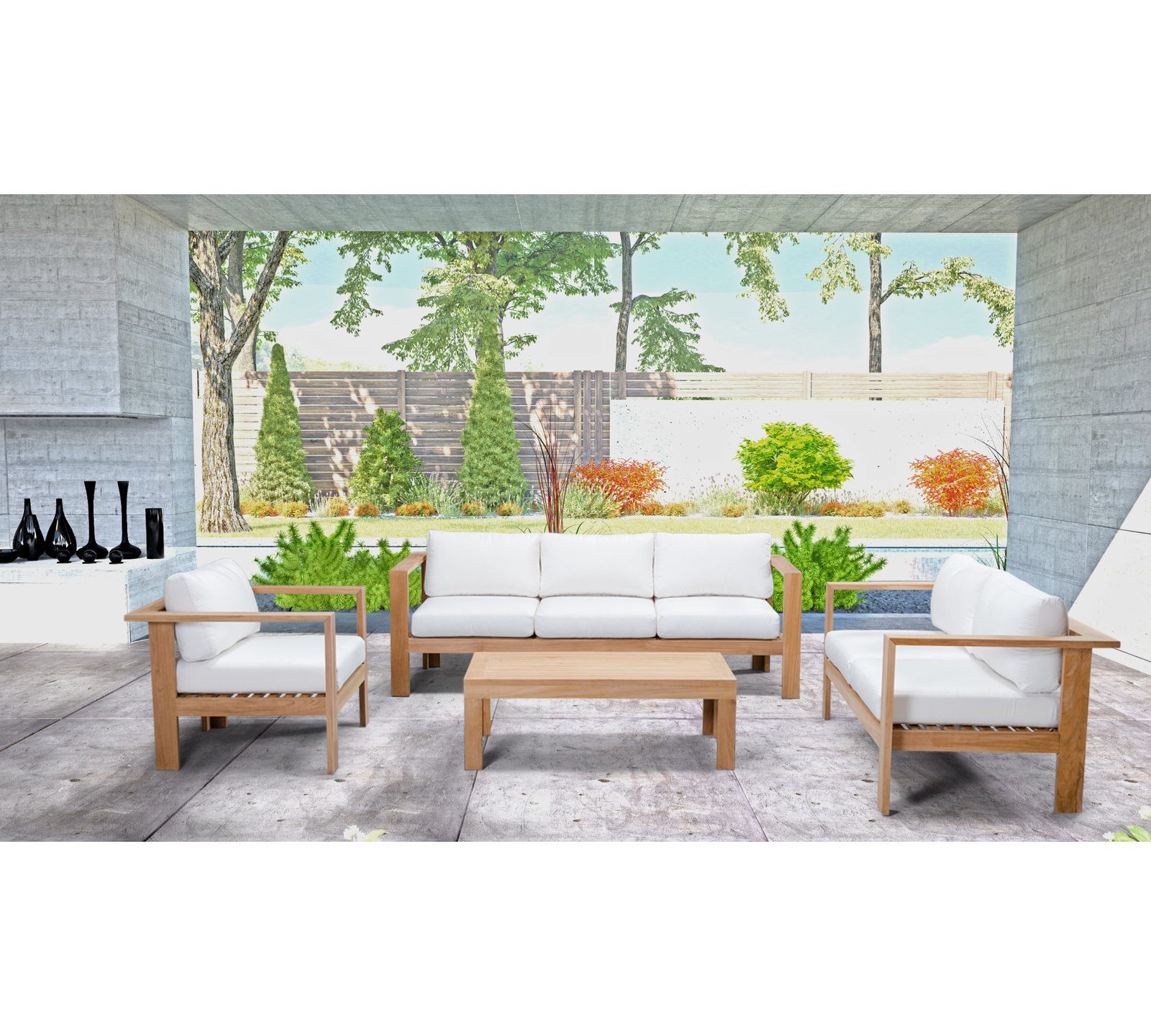 Sonoma 6-Person Teak Patio Seating Group, Canvas Natural Sunbrella® Canvas