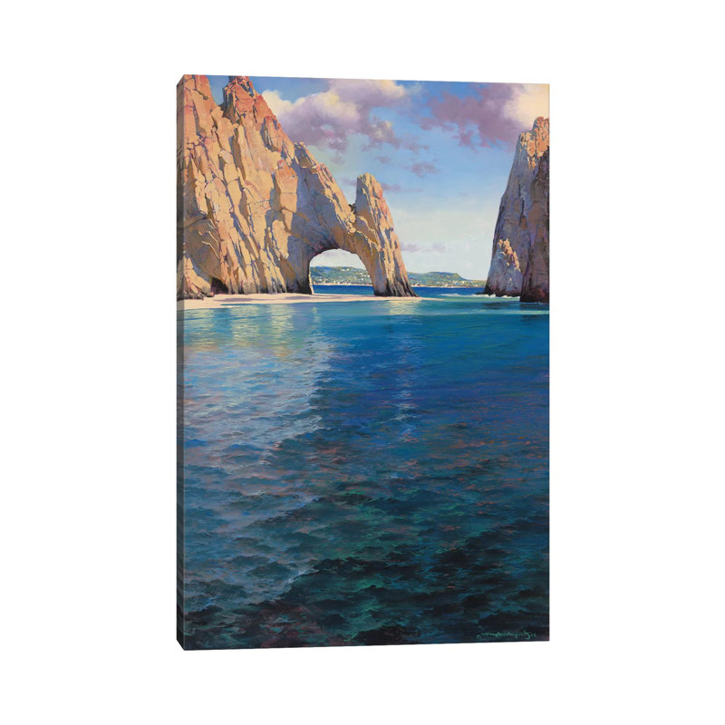 «Mexican rivira» par Maher Morcos - peinture sur toile tendue, H 40 po x l 26 po x P 1,5 po