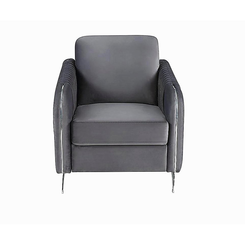 Fauteuil d'appoint moderne chic en velours gris Hadriano