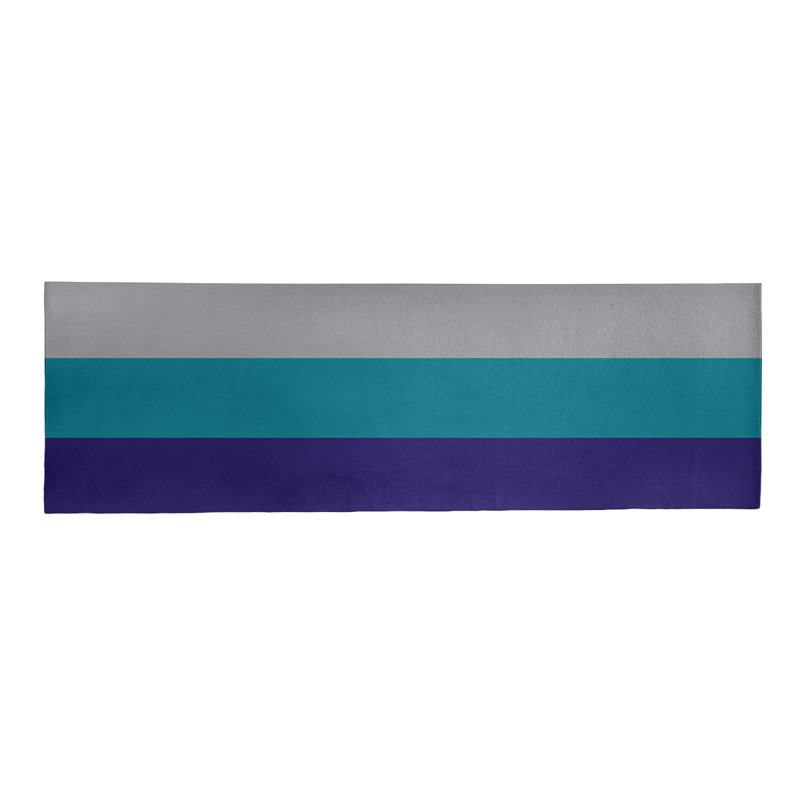 Tapis mauve foncé/bleu/vert/gris rayé, Tapis de couloir 2 pi 6 po x 8 pi