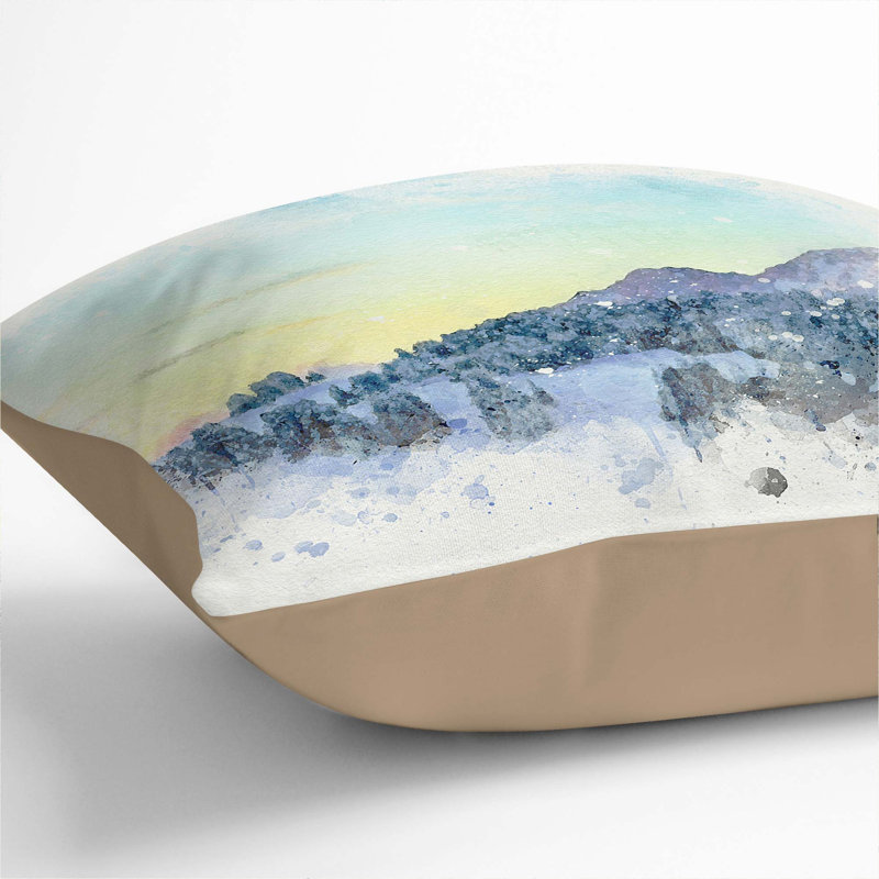Mountain and Forest Cushion with Filling, 55cm H x 55cm W x 20cm D, Stone