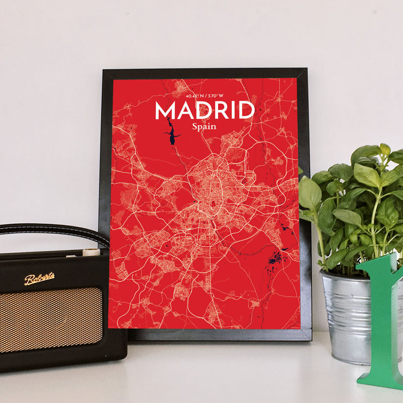 Madrid City Map - No Frame Print, 43.2cm H x 27.9cm W x 0.1cm D