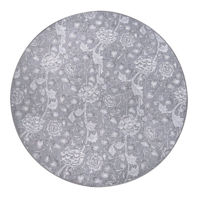 Kalini Floral Grey Performance Flatweave Washable Floral Indoor / Outdoor Rug