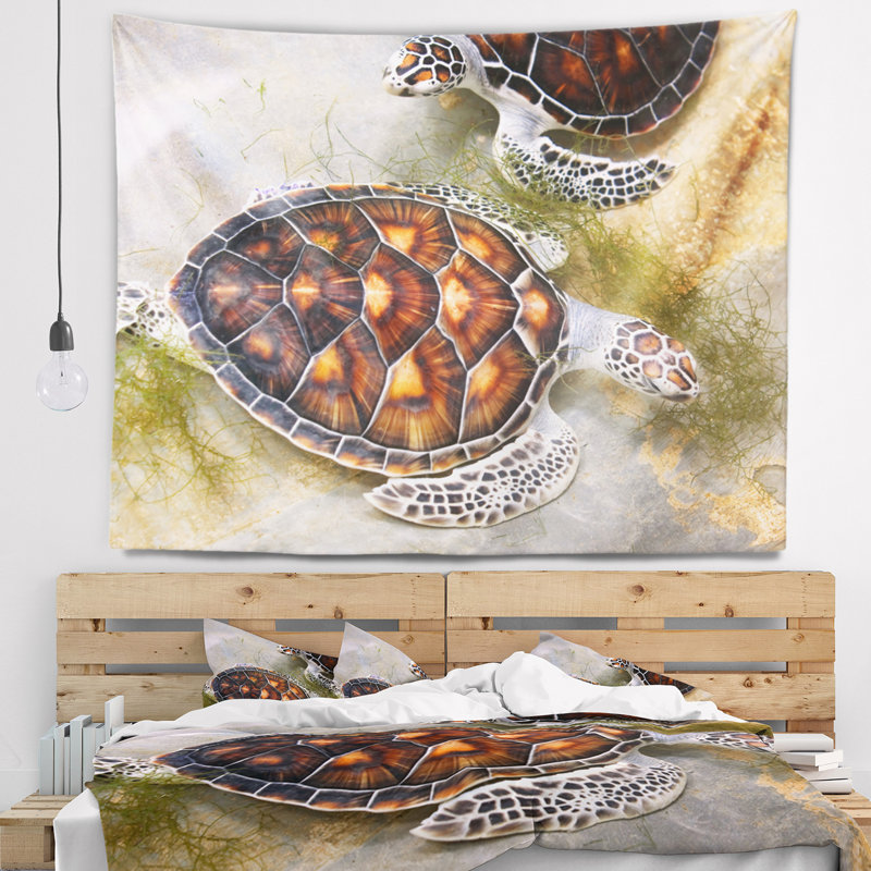 Tortues de mer en tapisserie de pépinière Animal, H 32 po x l 39 po