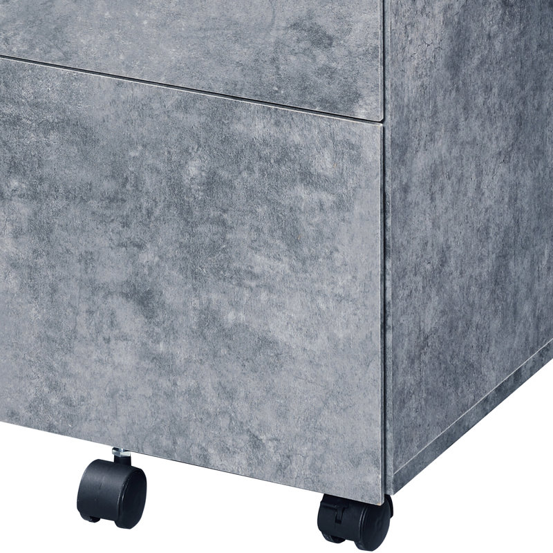 Classeur 3 pièces en faux béton et argent - gris