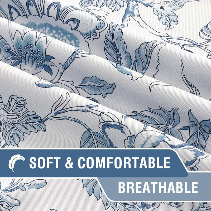 Blackout Curtains 2 Panels Set Floral Print Curtain Drapes for Living Room Thermal Insulated Grommet Window Curtains for Bedroom