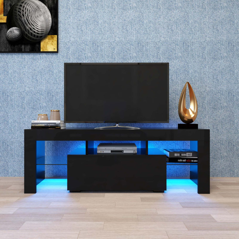Meuble télé noir avec lumières DEL RVB