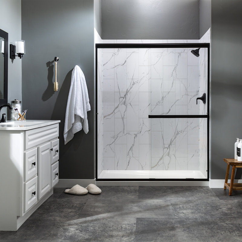 Carrara Marble 32" x 60" x 78" Vinyl Shower Surround Kit