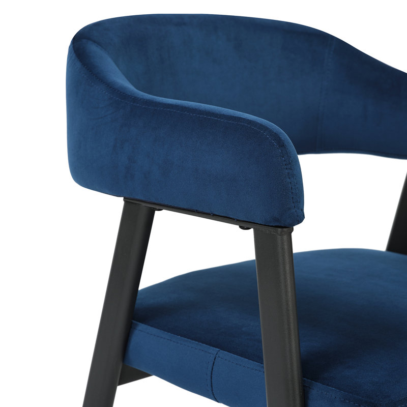 Chelsea Set of 2 Upholstered Dining Chairs with Black Metal Frame, Navy
