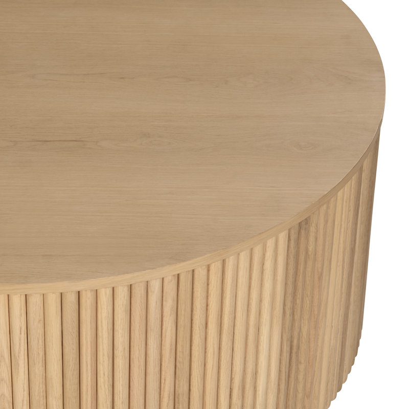 Table basse ronde en bois massif brun