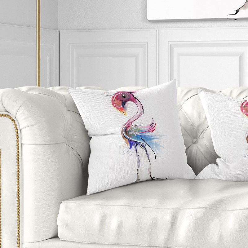 Flamant rose - Coussin imprimé animal, 16 po x 1 po, Coussin décoratif