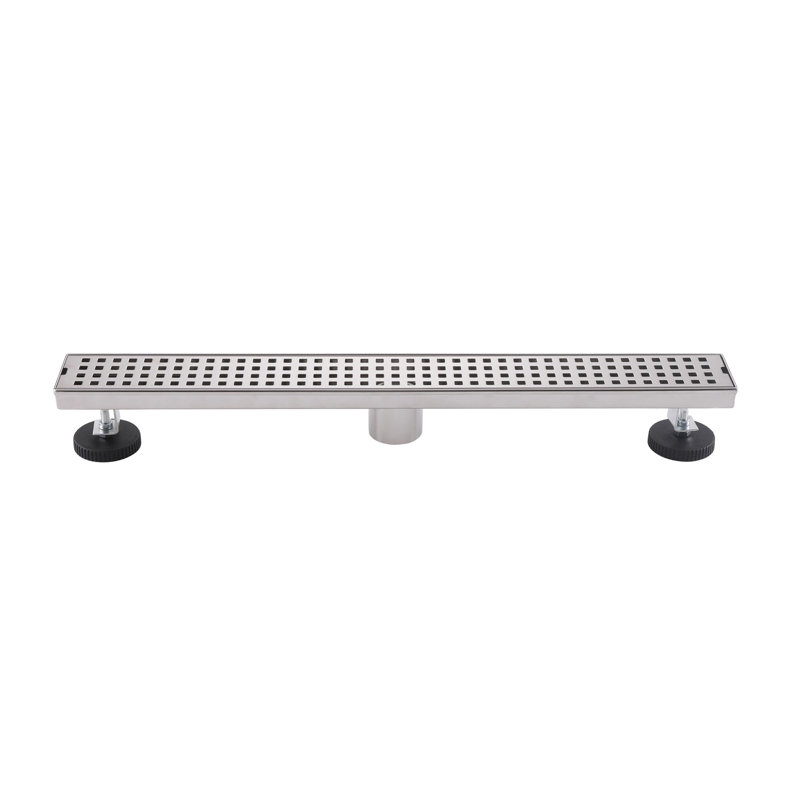 Grille linéaire moderne avec crépine et crochet de levage pour douche de salle de bain, 35,4 pouces, Nickel brossé