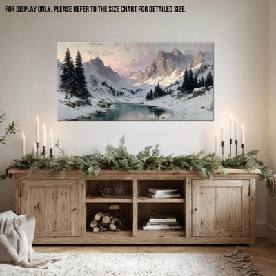 Hiver, art mural sur toile, paysage d'hiver, reproduction de scène de montagne enneigée, arbre d'hiver pour salon, reproduction sur toile tendue avec cadre, 16 po x 32 po
