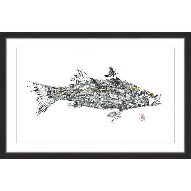 Gyotaku Japanese Fish Art Framed Canvas Print, 30" x 45"
