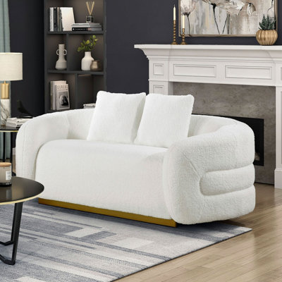 Canapé 2 places luxueux avec coussins en tissu d'ameublement doré