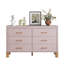 Commode double 6 tiroirs avec poignées en métal et pieds en bois massif, rangement moderne pour enfants et adultes Broxton-130088527