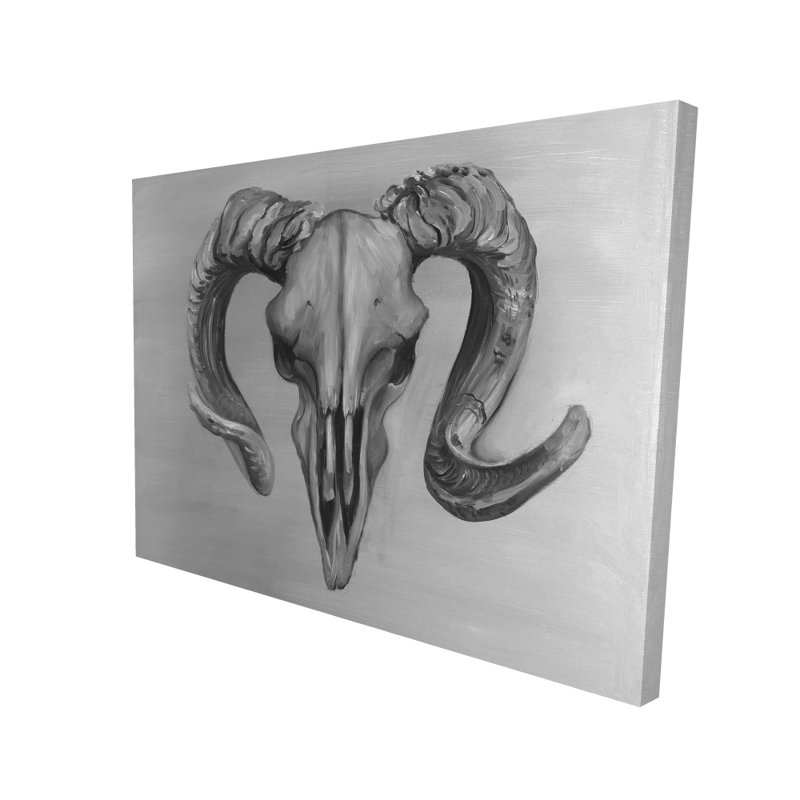 Crâne de gris en niveaux de gris - animaux de ferme, décoration sur toile grise