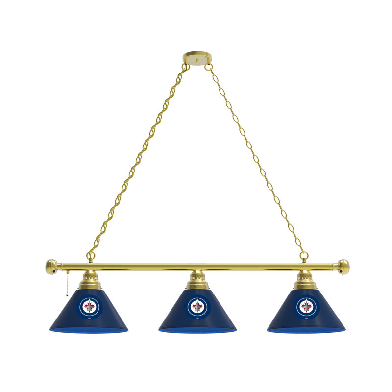 3 - Light Pool Table Lights Pendant, Brass, Winnipeg Jets