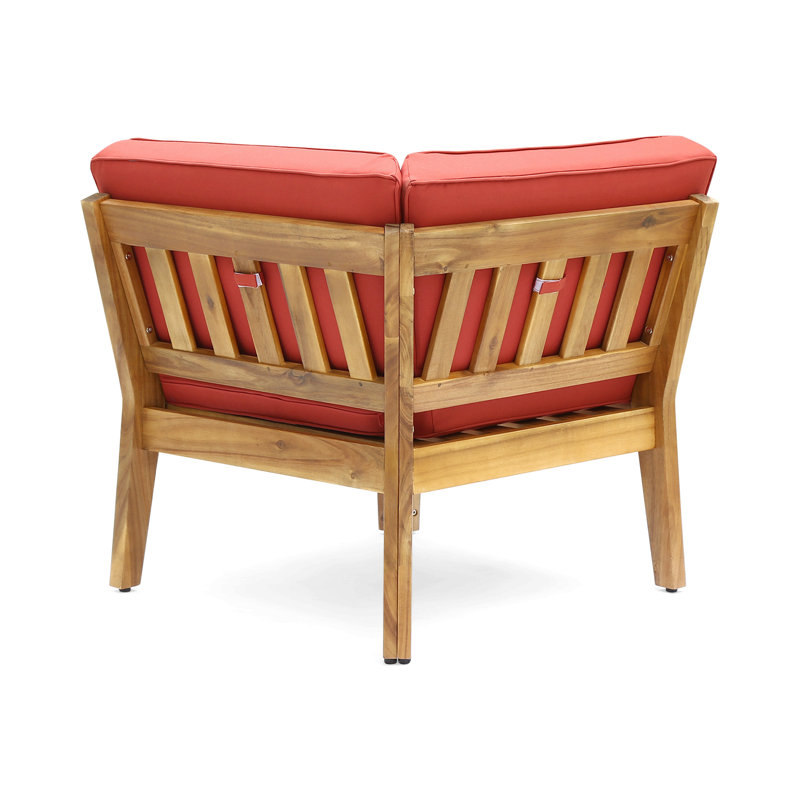 Ensemble de canapé modulaire 8 places en bois d'acacia, teck et rouge