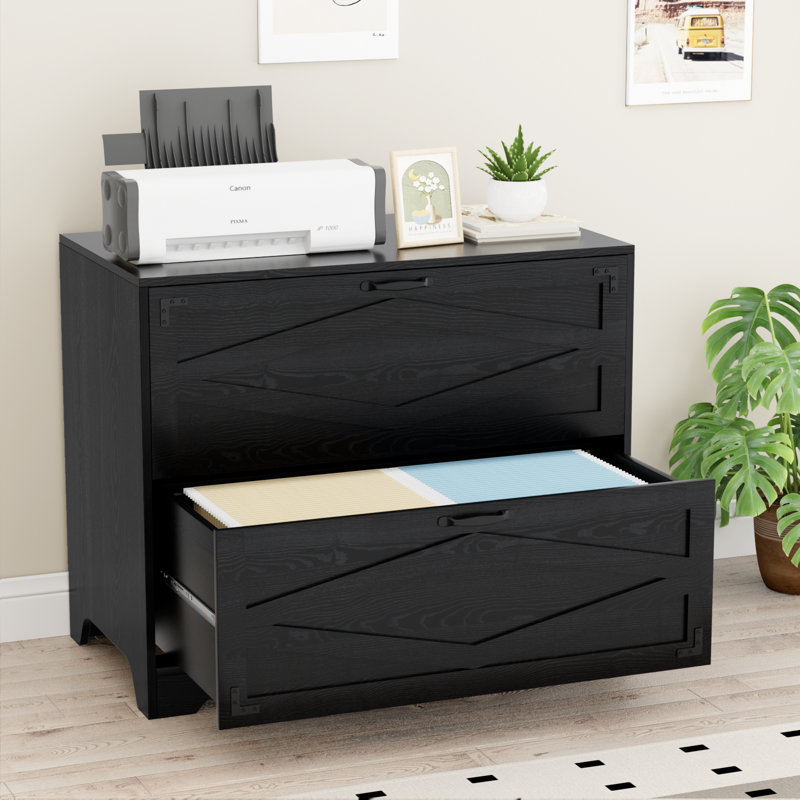 Maniram 35.43" W 2-Drawer Lateral Filing Cabinet, Black