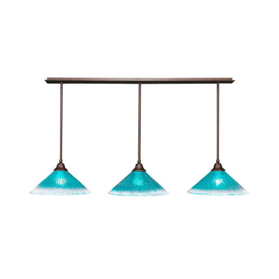3 Light Stem Hung Linear Pendalier Shown With 16" Crystal Glass