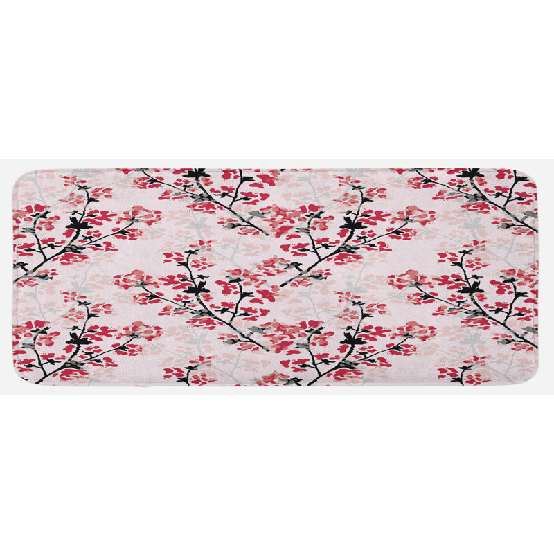 Tapis de cuisine noir rubis rose