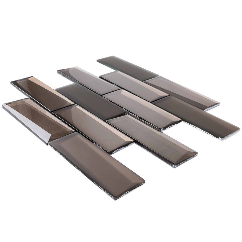 Remington 2x6 Polished Glass Subway Mosaic Tile, Bronze