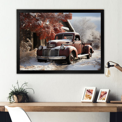 Truck Pickup Charm In Winter - Truck Pickup Canvas Print
