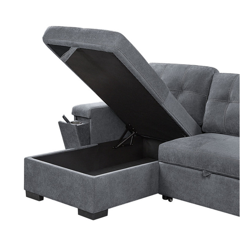 Canapé-lit modulaire réversible en tissu tissé 95 po Toby Modern