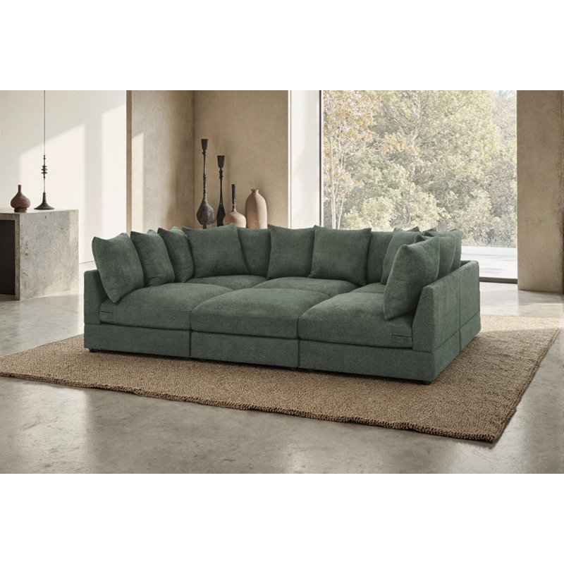Harborstone 7-Piece Deep-Seat Modular Sofa, Green