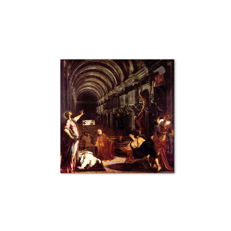 Discovery of the corpse of St. Mark by Tintoretto 58x58 Cm Frameless Panel Lightweight Ready to Hang, MetalArt Materic