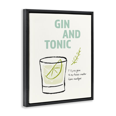 «Gin & Tonic Recipe», art mural encadré sur toile flottante par Victoria Barnes