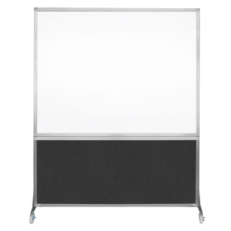 Tableau blanc mobile 6 'de haut DivideWrite, Noir, H 72 po x l 60 po, Argent