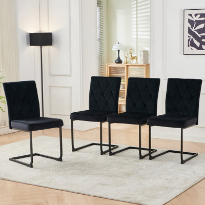 Denard Upholstered Cantilever Tufted Dining Chair with 8.5CM Thick Seat